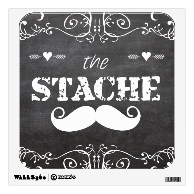 Mustache Hipster Retro Pattern Wall Decal (Front)