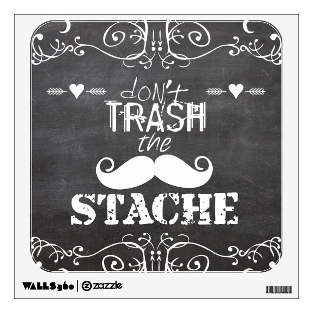 Mustache Hipster Retro Pattern Wall Decal (Front)