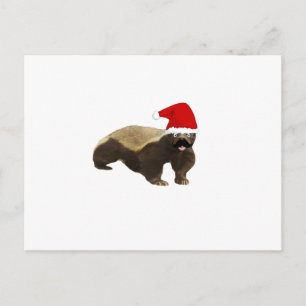 Mustache Honey Badger Santa Holiday Postcard