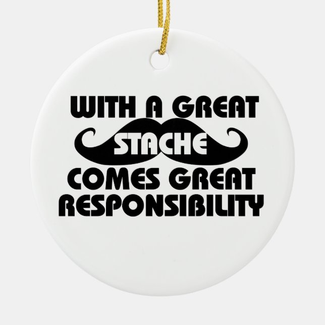 Mustache  humor ceramic ornament (Front)