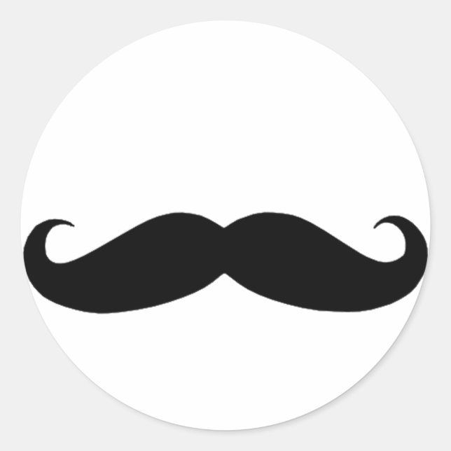 Mustache in Black or White Classic Round Sticker (Front)