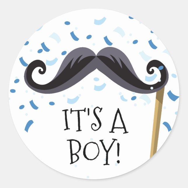 Mustache It' a Boy Favor Sticker (Front)