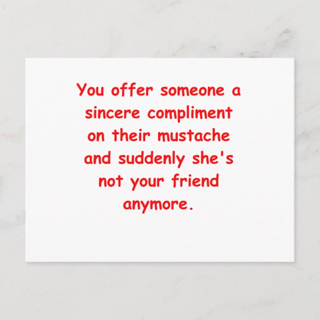 mustache joke postcard (Front)