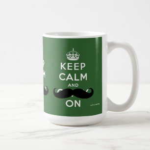 Mustache Keep Calm and Carry On Green Coffee Mug