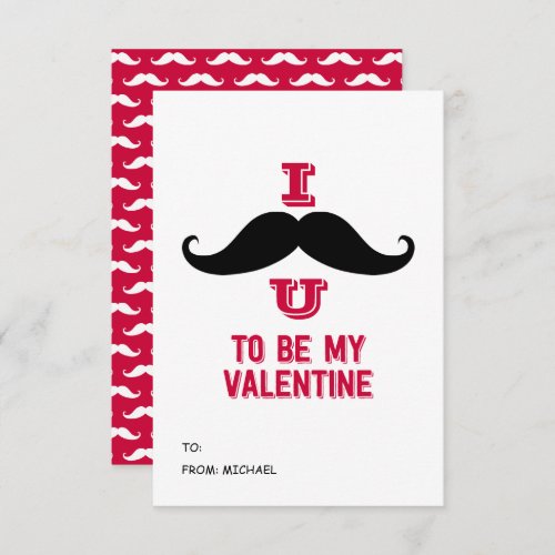 Mustache Kids Classroom Valentine Card