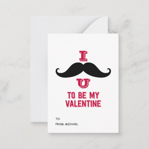 Mustache Kids Classroom Valentine Cards 100pk Note Card