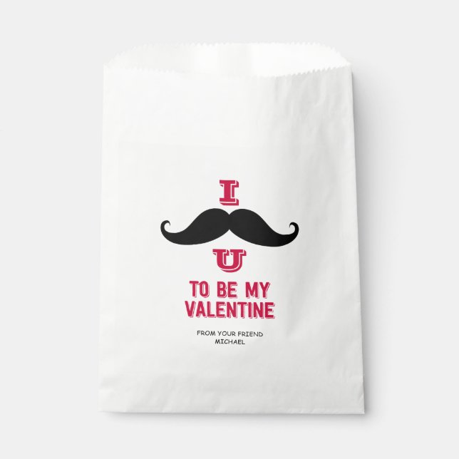 Mustache Kids Classroom Valentine Favor Bag (Front)