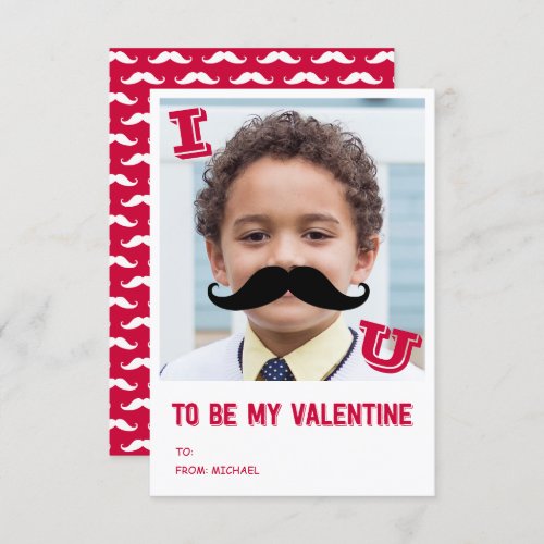 Mustache Kids Classroom Valentine Photo Card