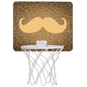 Mustache Leopard Print Vintage Mini Basketball Hoop