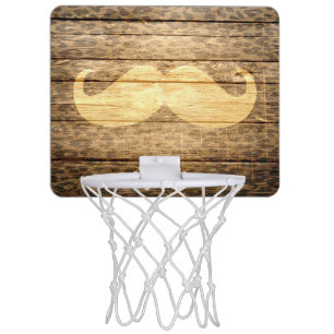 Mustache Leopard Stripes Wood Mini Basketball Hoop