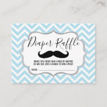 Mustache Lil' Man Diaper Raffle Ticket  Blue Enclosure Card