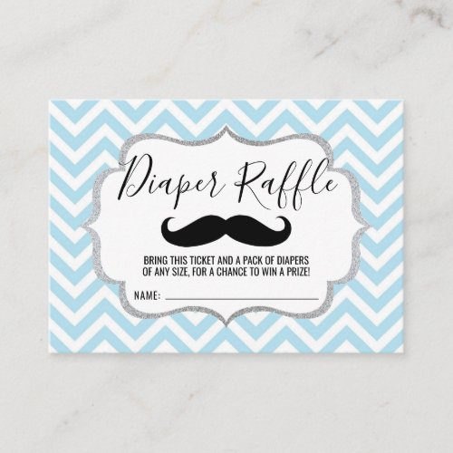 Mustache Lil Man Diaper Raffle Ticket  Blue Enclosure Card