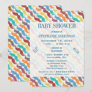 Mustache Lil' Mr. Lil' Man Retro Baby Shower Invitation
