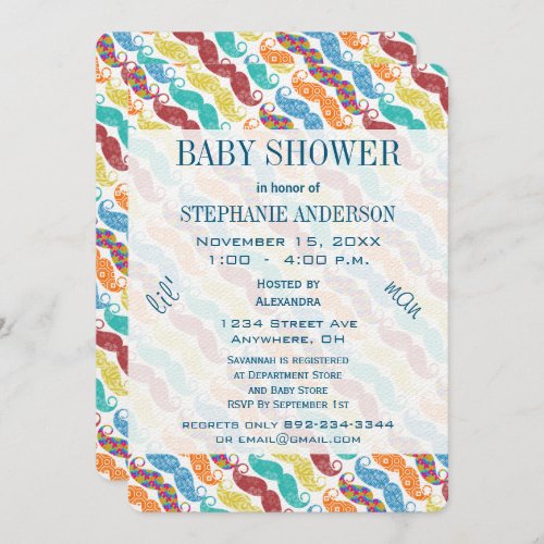 Mustache Lil Mr Lil Man Retro Baby Shower Invitation