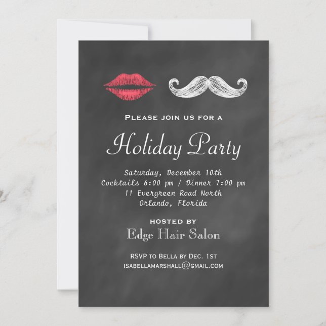 Mustache & Lips Corporate Party Invitation (Front)