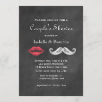 Mustache & Lips Couple's Shower Invitation