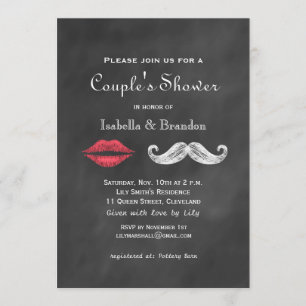 Mustache & Lips Couple's Shower Invitation