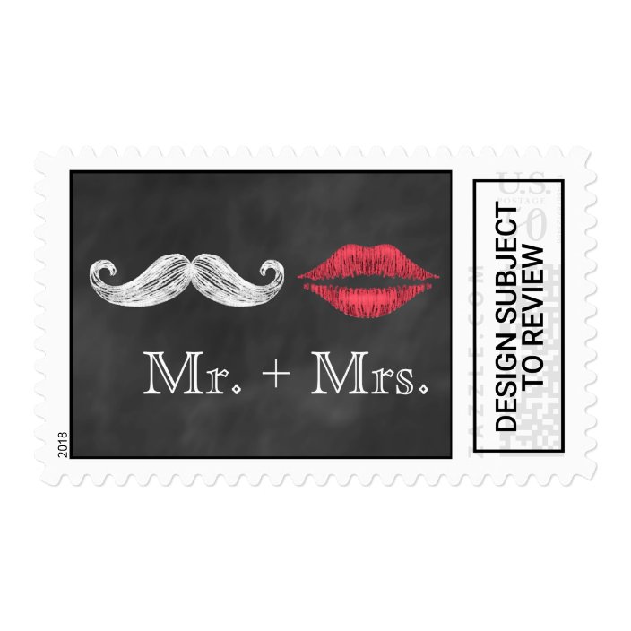 Mustache And Lips Mr And Mrs Stamp