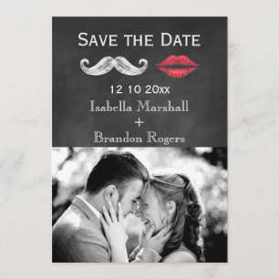 Mustache & Lips Photo Save the Date