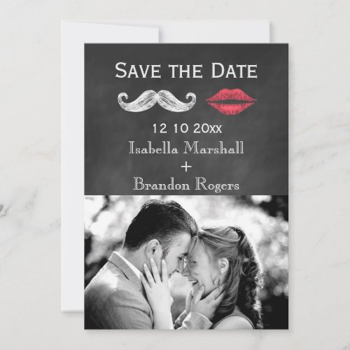 Mustache  Lips Photo Save the Date