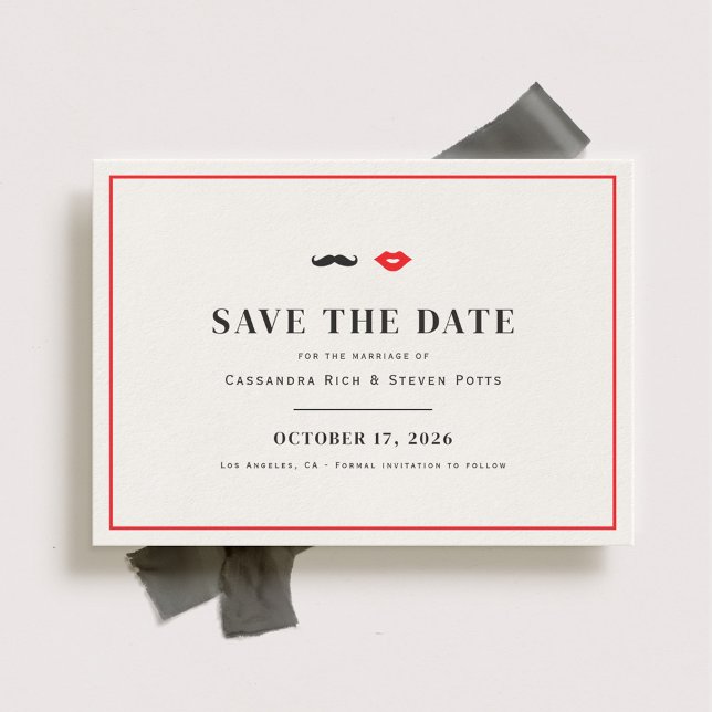 Mustache & Lips Quirky Wedding Save the Date (Creator Uploaded)