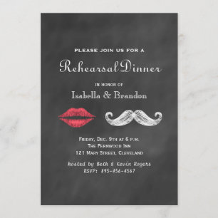 Mustache & Lips Rehearsal Dinner Invitation