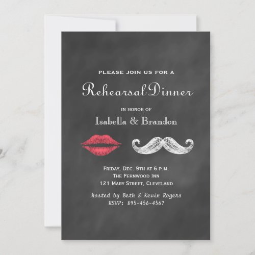 Mustache  Lips Rehearsal Dinner Invitation