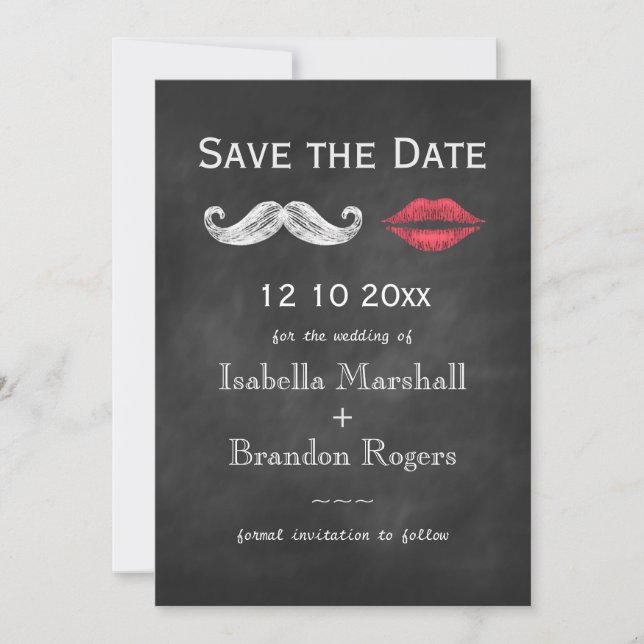 Mustache & Lips Save the Date (Front)