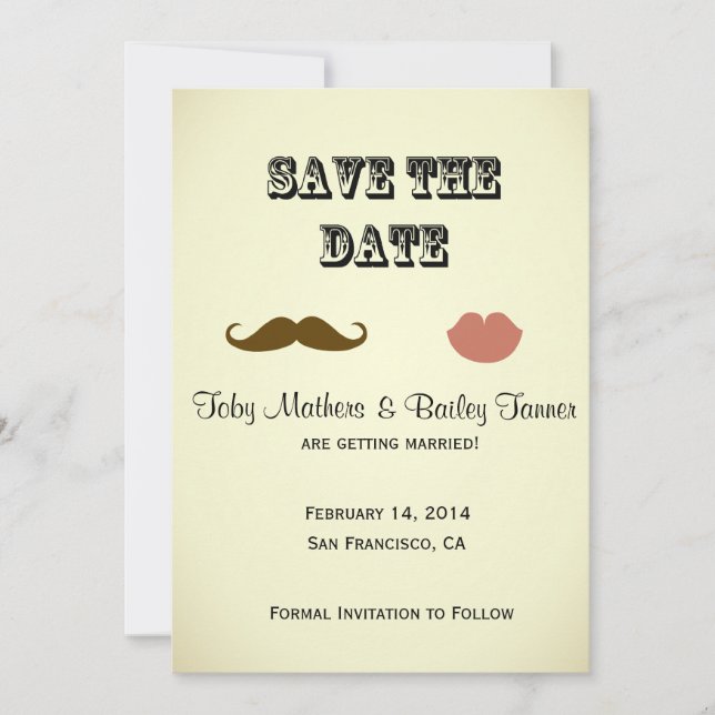 Mustache & Lips Save-the-date Save The Date (Front)