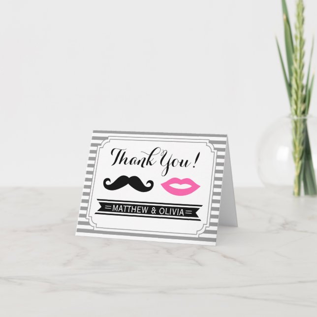 Mustache & Lips Thank You Cards (Front)
