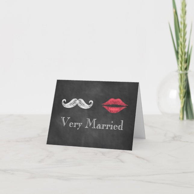 Mustache & Lips Very Married Holiday Card (Front)