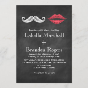 Mustache & Lips Wedding Invitation