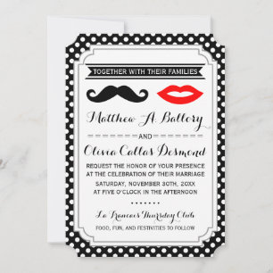 Mustache & Lips Wedding Invitations