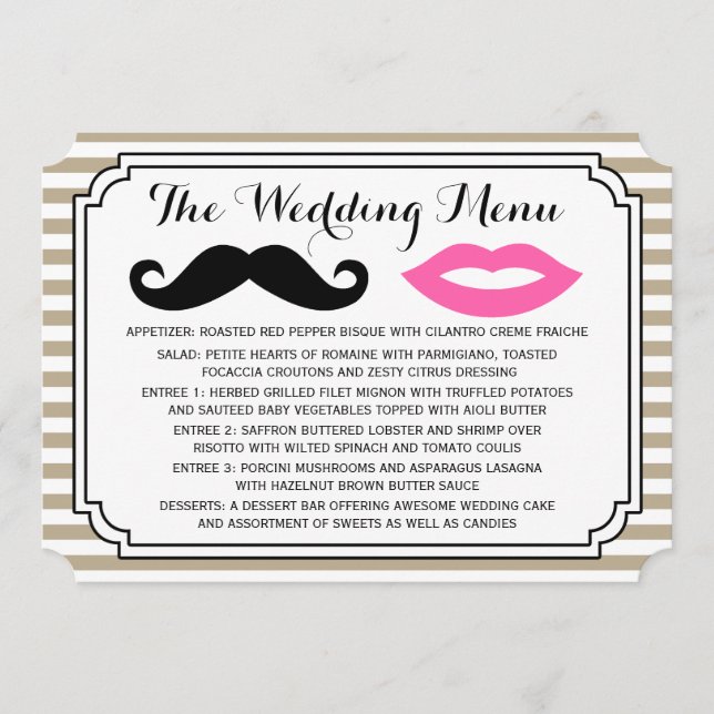 Mustache & Lips Wedding Menu (Front)