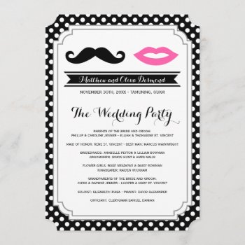 Mustache & Lips Wedding Programs by RenImasa at Zazzle