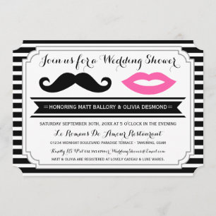 Mustache & Lips Wedding Shower Invites