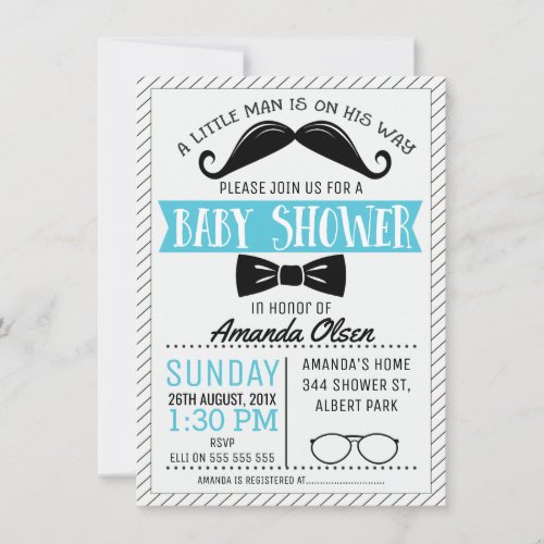 Mustache Little Gentleman Baby Shower Invitation