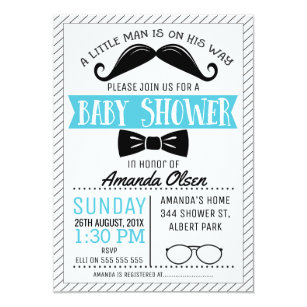 Mustache Baby Shower Invitations Zazzle Mustache Little Gentleman Baby Shower Invitation