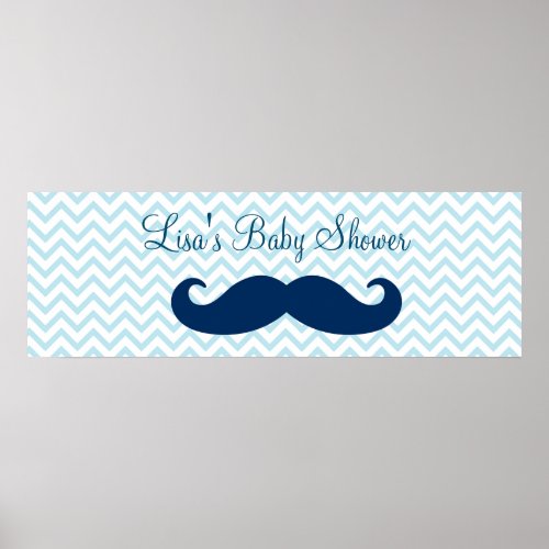 Mustache Little Man Baby Shower Banner Poster