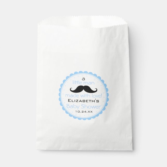 Mustache Little Man Baby Shower Guest Favor Bag (Front)