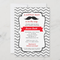 Mustache Little Man Baby Shower Invitation