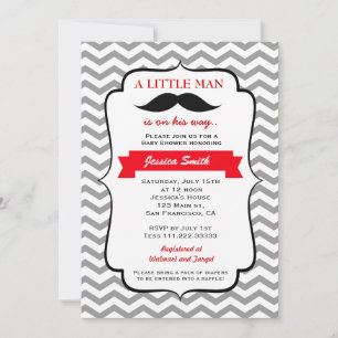 Mustache Little Man Baby Shower Invitation