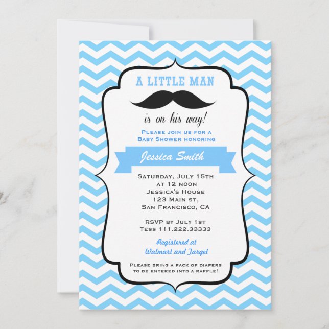 Mustache Little Man Baby Shower Invitation (Front)