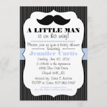 Mustache Little Man Baby Shower Invitation