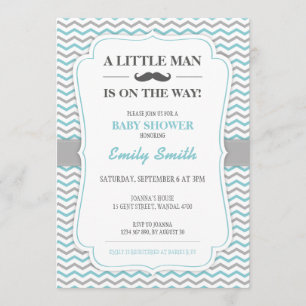 Mustache Little Man Baby Shower Invitation