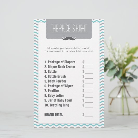 Mustache / Little Man Baby Shower Price is Right (Standing Front)