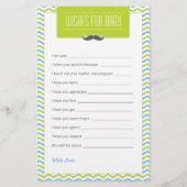 Mustache / Little Man Baby Shower Wishes for Baby (Front)