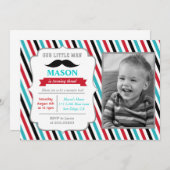 Mustache Little Man Birthday Party Invitations (Front/Back)