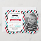 Mustache Little Man Birthday Party Invitations