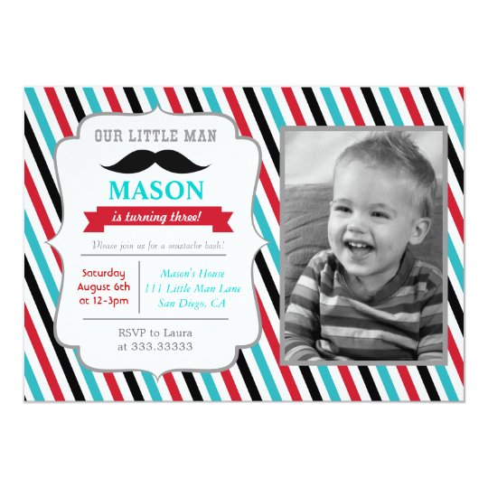 Mustache Little Man Birthday Party Invitations | Zazzle